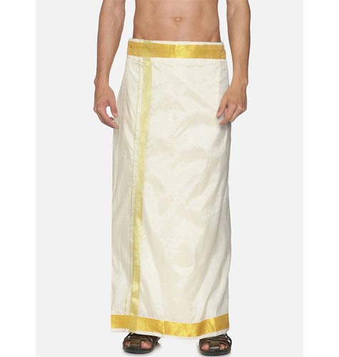 Men Cream-Coloured Solid Dhoti